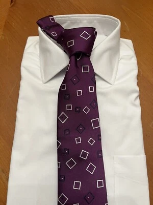 Made In ENGLAND- Paul Stuart- Necktie - Purple  Tie - Value $175 - Image 1 of 4