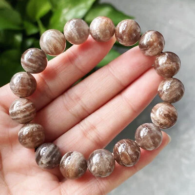 Pulsera de cuentas de cristal claro fuerte piedra solar negra natural de 11,4 mm 1105 Foto 1 de 4