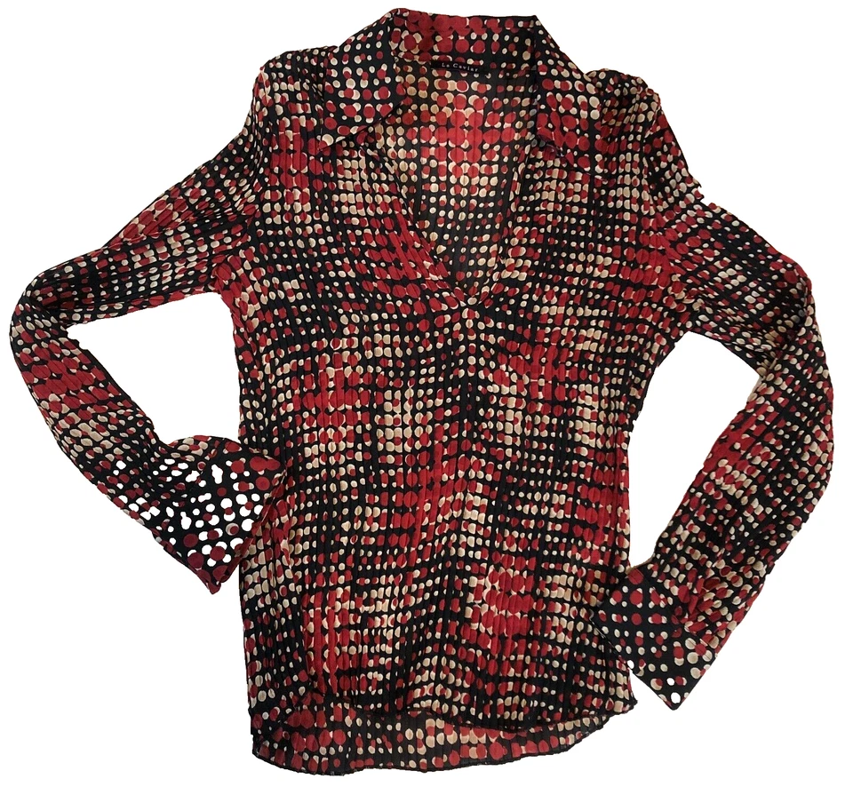 Blusa para mujer Le Caviar talla S roja negra lunares pulóver manga larga nueva sin etiquetas Foto 1 de 4
