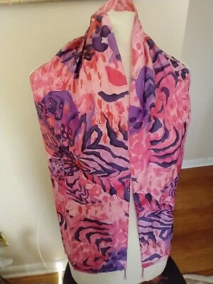 Bufanda para mujer Diane Gilman 100 % seda con cuentas rosa y púrpura multicolor Foto 1 de 4