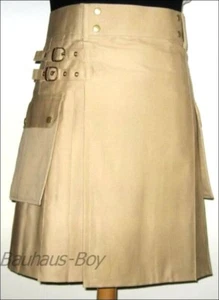 UTILITY KILT KHAKI COTTON BRIGHTON ALTERNATIVE CANVAS ALL SIZES MODERN KILTS NEW - Picture 1 of 3