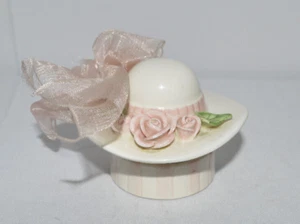Vintage Mud Pie Porcelain Victorian Hat Trinket Box Hat in Bottom - Picture 1 of 5
