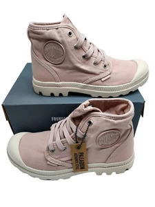 Größe 8 US Palladium Pampa Combat Stiefel Damen rosa rauchrosa Canvas Knöchel NEU - Bild 1 von 13