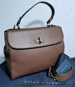 RALPH LAUREN COLLECTION DAMEN HANDTASCHE TIFFIN BRAUN VACHETTA GENARBTES LEDER - Bild 1 von 12