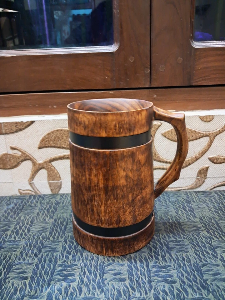 Деревянная пивная кружка ручной работы Viking Tankard акация деревянная пивная чашка средневековый подарок - Изображение 1 из 4