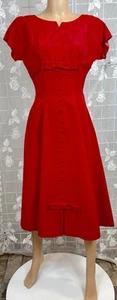 Vintage 1950’s Fire Engine Red Dress Acetate by Candy Jrs NEW Old Stock Size XS - Picture 1 of 7