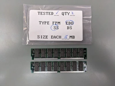 (2) 16MB EDO SIMMs, 72-pin RAM Memory Sticks (32MB Total) 2202P60744 - Image 1 of 3