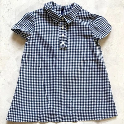 Vestido de Colección Años 70 80 Hecho a Mano Cottagecore Cuadros de Guinga Cuello Peter Pan 4/5T Foto 1 de 4