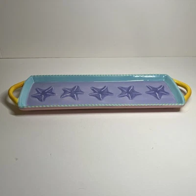 Starfish Ceramic Serving Tray Coastal Nautical Beach Decor Pastel Colors - Image 1 of 4