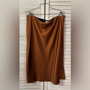 The Drop Brown Satin Skirt. Elastic Waist. NWT Size XL - Picture 1 of 10