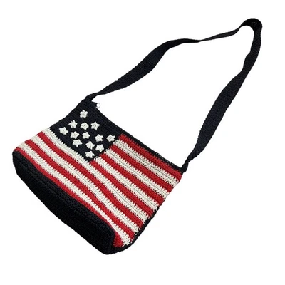 Bandolera Bandera Americana Crochet Rojo Blanco Azul Estrellas Rayas EE. UU. Patriótico Foto 1 de 4