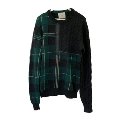 Suéter de Lana Ballantyne Intarsia Italia Verde Negro Retazos Talla S #Z32 Foto 1 de 4