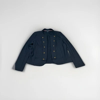 Tommy Hilfiger Mujer Chaqueta Militar Blazer Gris Tejido Doble Pecho Dorado L Foto 1 de 4