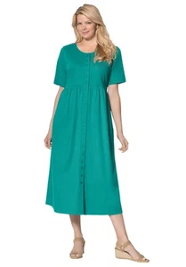 Woman Within Plus Size Petite Button-Front Essential Dress - Picture 1 of 89