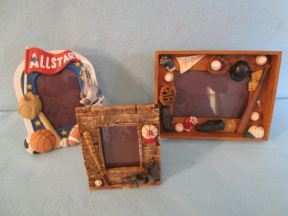 Lot 3 BOY SPORT PHOTOGRAPH FRAMES picture photo SPORTS 4X6”, 3X4”  - Image 1 of 4