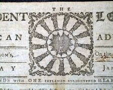 Very Rare REVOLUTIONARY WAR ERA Boston Mass. 1780 Old Newspaper w/ Nice Masthead