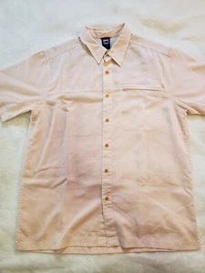 Mens North Face Large Short Sleeve Plaid Button Up Orange - Picture 1 of 17