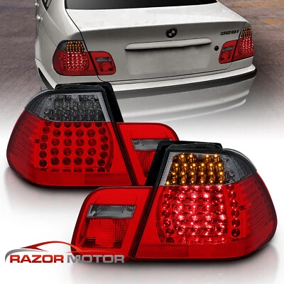 1999-2001 For BMW E46 325i/330i/323i/328i 4DR Smoke LED Rear Brake Tail Lights - Image 1 of 4