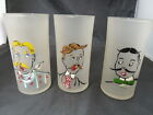 1940'S Vintage Bar Glass  Set Of 3    Man With Mustache    4 5/8"  Tall