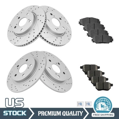 Rotores de disco perforados delanteros y traseros Scion XB 2008-2015 + Juego de pastillas de freno de cerámica Foto 1 de 4