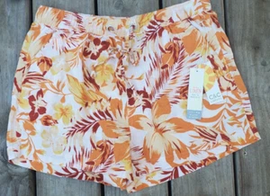 C&C California 100 % Leinen orange Blumenshorts mittlere Taschen - Bild 1 von 4
