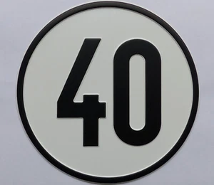 40 kmh Geschwindigkeitsschild Alu Blech / Fahrzeugkennzeichnung nach §58 StVZO - Bild 1 von 1