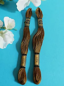 082A/ Gorgeous Lot Of 2 DMC Floss Skeins No. 25 Brown Color No. 829 - Picture 1 of 3