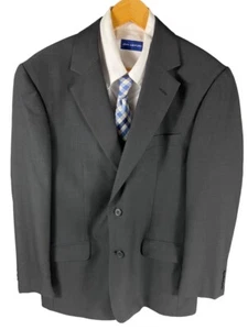 Alan Flusser Super 100s Solid Black Wool Blend Sport Coat Blazer Jacket Men 40R - Picture 1 of 12