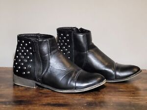 madden girl Biker Ankle Boots Black Silver Studs Faux Leather 90s