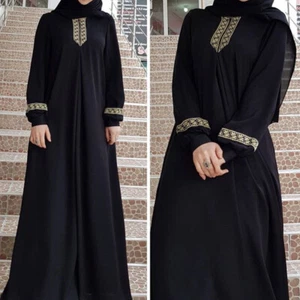 Ladies Muslim Dresses Abaya Prayer Maxi Dress Kaftan Jilbab Islamic Arab 、 - Picture 1 of 13