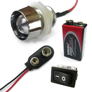 Interruptor multiusos 12V todos los colores LED 10mm + batería PP3 + bisel + interruptor - Imagen 1 de 5