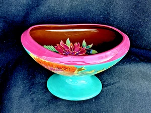 "Tazón de pedestal Tracy Porter pintado a mano 11,5"" de ancho x 7" de alto vintage" - Imagen 1 de 20