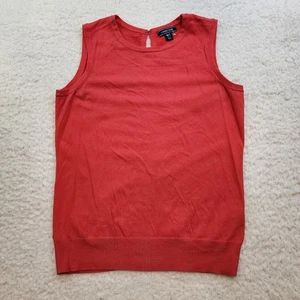 Lands End Sleeveless Knit Sweater Jumper Vest M Tall Red Academia Preppy - Picture 1 of 8