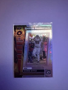 Inserto Prizm Argento 2023 Panini Donruss Optic George Kittle Reazione Catena CR-GK - Foto 1 di 2