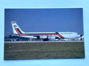 Aviation Airline Postcard ECUATORIANA BOEING 707 - Picture 1 of 3