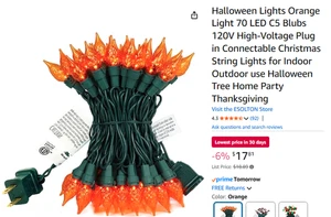 Halloween Lichter orange Licht 70 LED C5 Blubs 120V Hochvolt Stecker - Bild 1 von 7