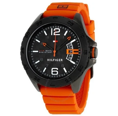 Tommy Hilfiger Men’s Watch 1791205 Orange Silicone Band Stainless Steel Quartz - Image 1 of 3