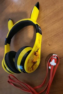eKids Pokemon Pikachu Bluetooth Cordless Headphones ears  yellow Works Great - Image 1 of 4