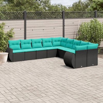 Patio Sofa Set Black PE rattan, powder-coated steel Modular Foto 1 de 4