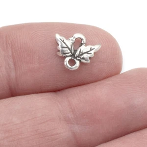 Silver Leaf Links, Confezione da 10 Connettori TierraCast Piccoli Foglie per Gioielli Fatti a Mano - Foto 1 di 7