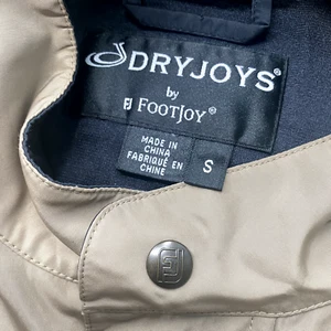 Dryjoys Footjoy Pullover 1/4 Zip Jacket Mens S Snap Pockets Beige Nylon Lined FJ - Picture 1 of 16