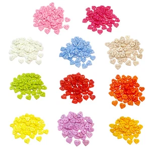 50 Herz-Knöpfe 12mm bunt 2-Loch Kunststoff im Set - Bild 1 von 24