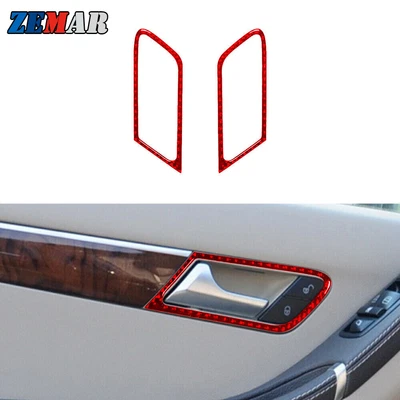 Manija de puerta delantera de fibra de carbono roja moldura decorativa para Mercedes-Benz Clase R 2009-12 Foto 1 de 4