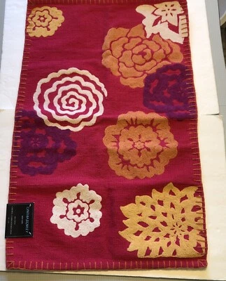 "ALFOMBRA DE BAÑO CYNTHIA ROWLEY ALFOMBRA CREWEL BORDADA 100% ALGODÓN 24"" X 36"" NUEVA" Foto 1 de 4