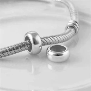 TWO plain STOPPERS - Solid 925 sterling silver European charm bead rubber insert - Picture 1 of 5