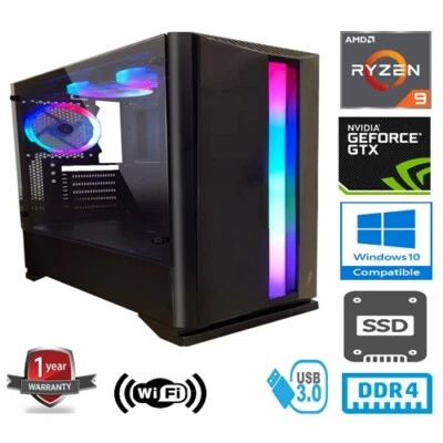 RYZEN 9 3900X 3.8GHz 12 CORE 16G RAM 480G SSD NVIDIA GEFORCE RTX3070 GAMING PC - Image 1 of 4