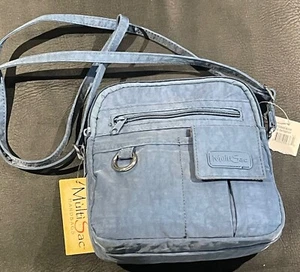 MULTI SAC North South Zip Around Blue Nylon Crossbody Bag - Picture 1 of 6