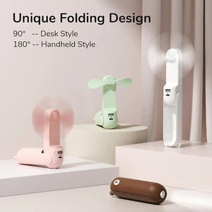 3IN1 Portable Handheld Mini Fan Battery Power Bank 19 Hours Flashlight Summer US - Picture 1 of 30