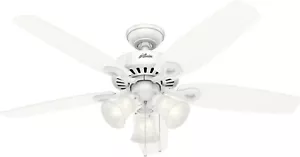 Hunter Fan 53236 Builder Plus Ceiling Fan 52", 5-Blades, 3-Speed, Snow White - Picture 1 of 10