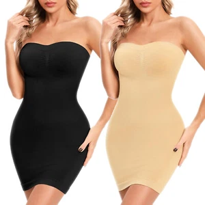 Women Strapless Shapewear Tummy Control Full Slip Under Dresses Body Shaper - Picture 1 of 18
